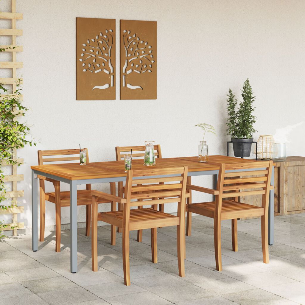vidaXL Τραπεζάκι Κήπου 200x90x75 εκ. από Μασίφ Ξύλο Ακακίας και Μέταλλο
