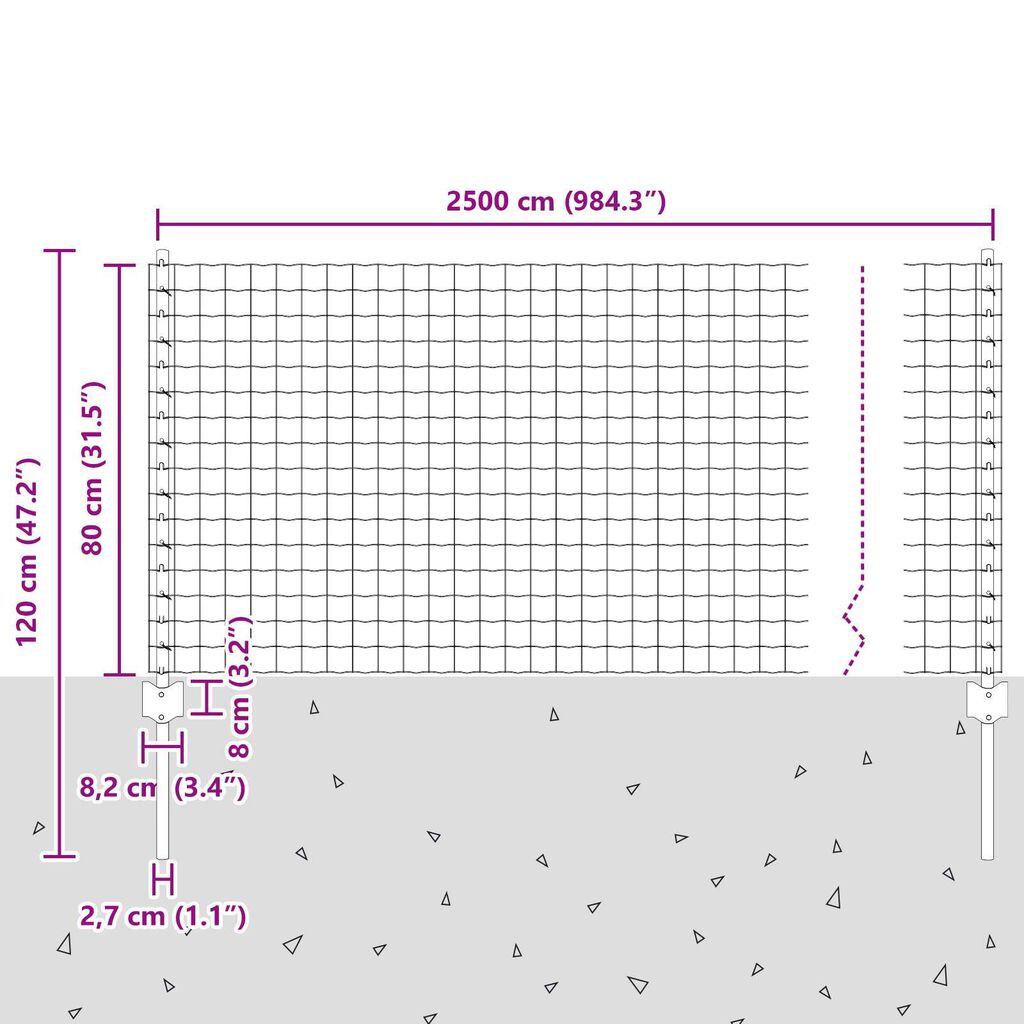 vidaXL Φράχτης με Στήλες. Πράσινο 0.8 x 25 m Ατσάλι