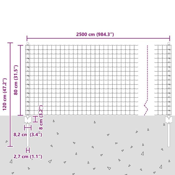 vidaXL Φράχτης με Στήλες. Πράσινο 0.8 x 25 m Ατσάλι
