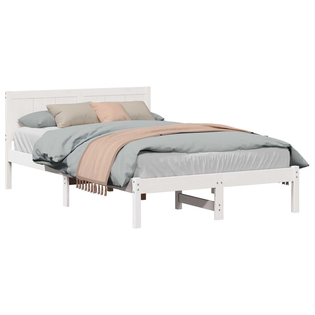 vidaXL Σκελετός Κρεβατιού Λευκό 140 x 190 cm Μασίφ ξύλο πεύκου