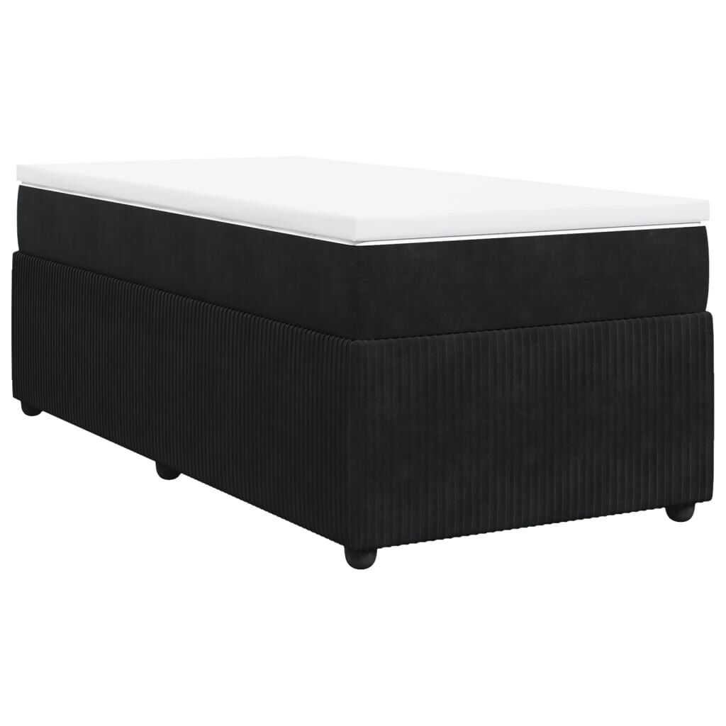 vidaXL Κρεβάτι Boxspring με Στρώμα Μαύρο 100x200 εκ. Βελούδινο