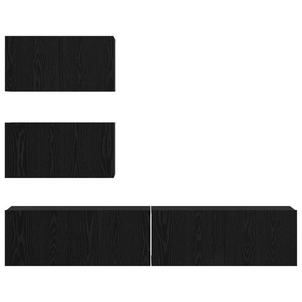 vidaXL Σέτ Ντουλάπας Τηλεόρασης 4 pcs Μαύρη Δρυς 80 x 30 x 30 εκ.