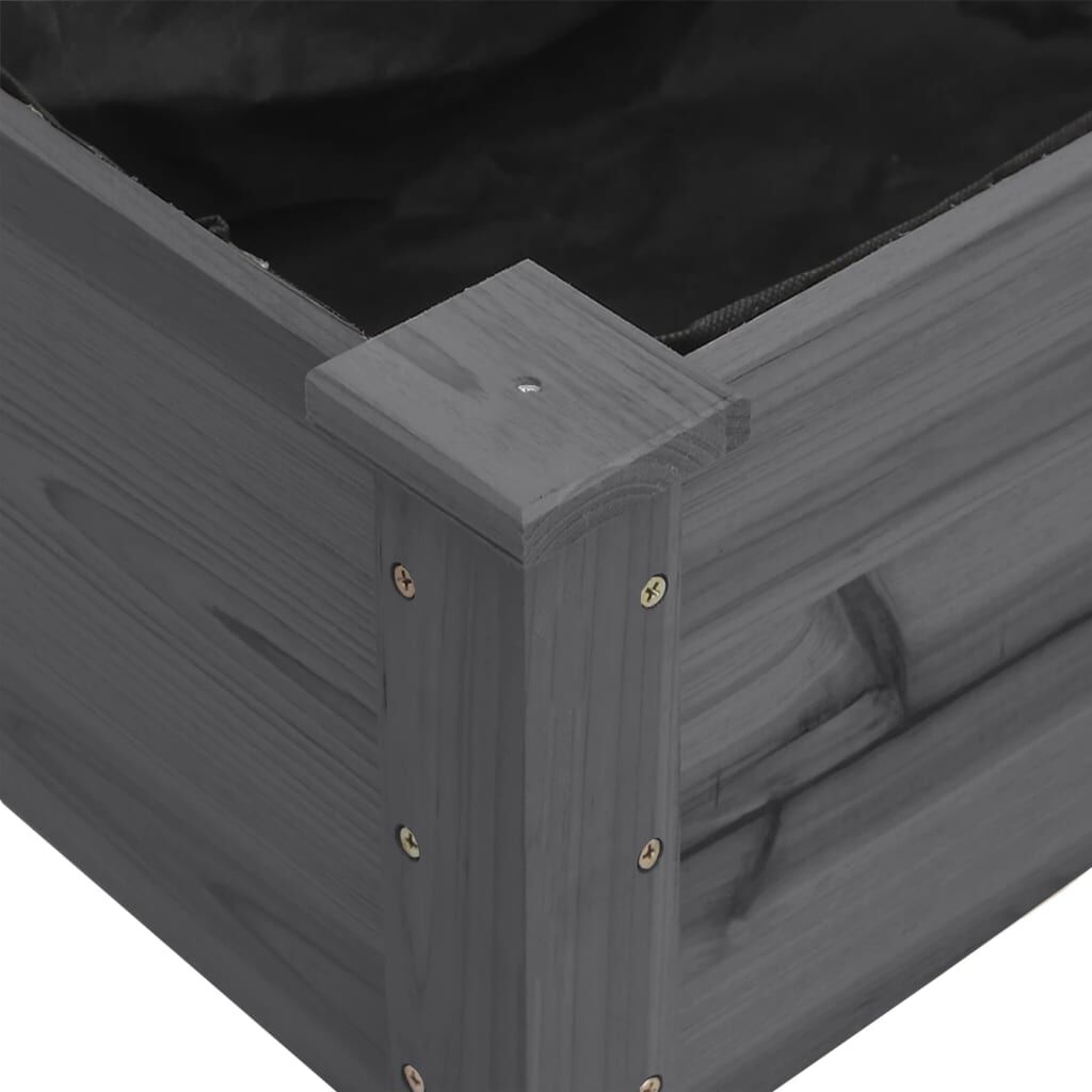 vidaXL Γλάστρα με Επένδυση Γκρι 161x45x76 εκ. από Μασίφ Ξύλο Ελάτης