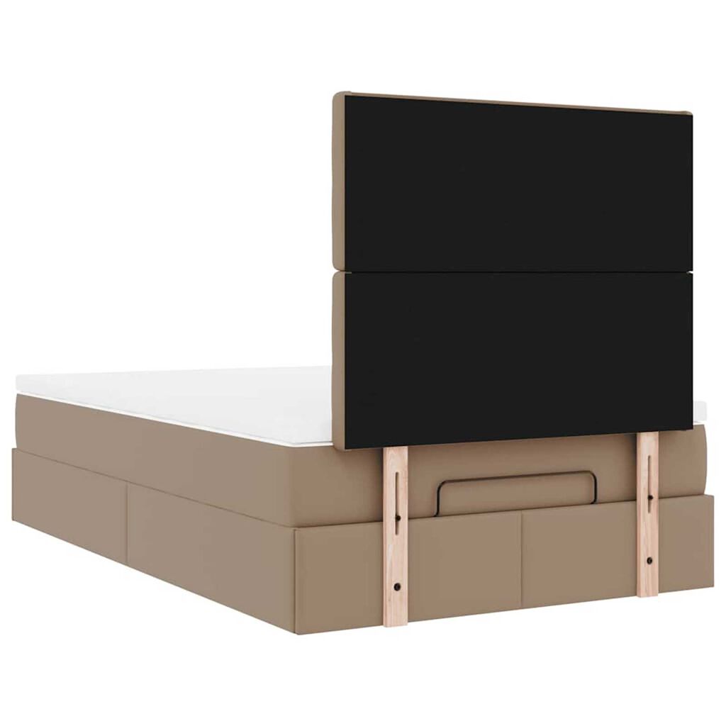 vidaXL Οθωμανικό κρεβάτι με στρώμα & LEDs Cappucino Faux Leather