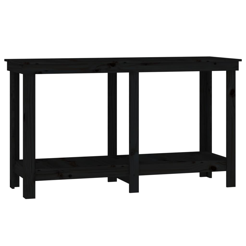 vidaXL Πάγκος Εργασίας Μαύρος 140x50x80 εκ. από Μασίφ Ξύλο Πεύκου