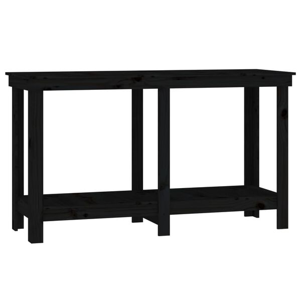 vidaXL Πάγκος Εργασίας Μαύρος 140x50x80 εκ. από Μασίφ Ξύλο Πεύκου
