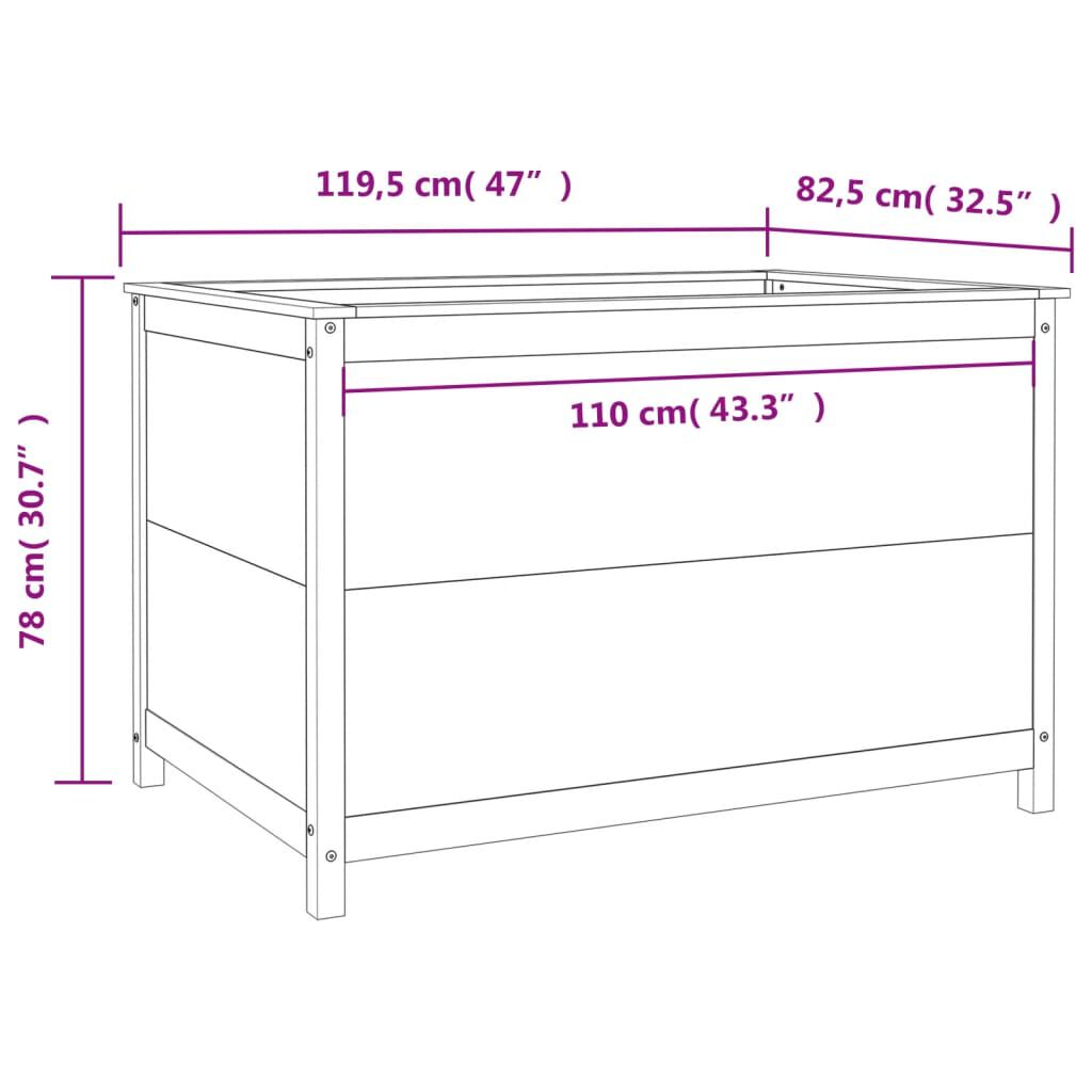 vidaXL Ζαρντινιέρα Υπερυψωμένη 119,5x82,5x78 εκ. από Μασίφ Ξύλο Πεύκου