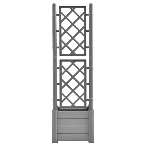 vidaXL Ζαρντινιέρα Κήπου με Καφασωτό Γκρι 43x43x142 εκ Πολυπροπυλένιο