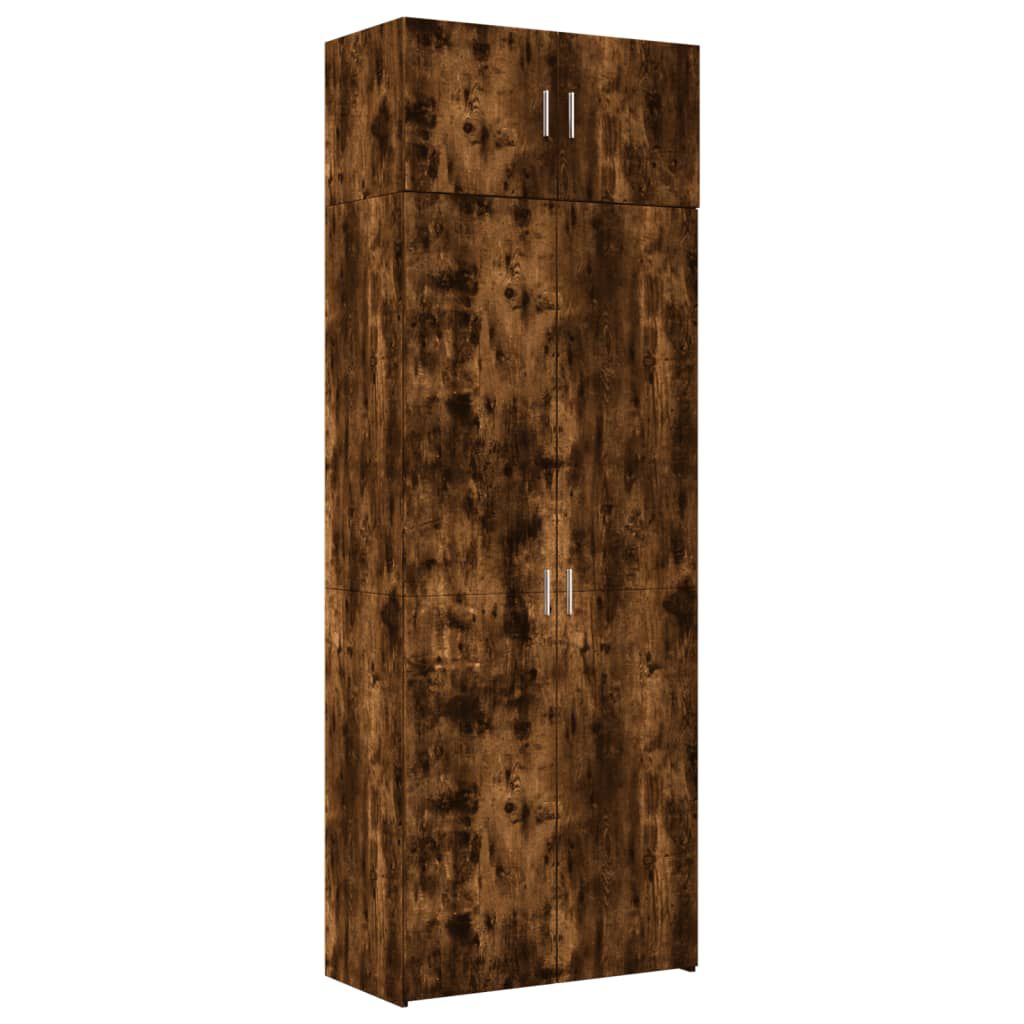 vidaXL Ραφιέρα με Ντουλάπια Καπνιστή Δρυς 80x42,5x225 εκ. Επεξ. Ξύλο