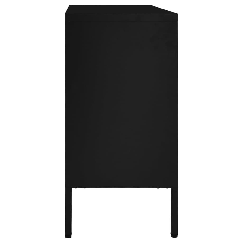 vidaXL Μπουφές Μαύρος 105 x 35 x 70 εκ. από Ατσάλι και Ψημένο Γυαλί