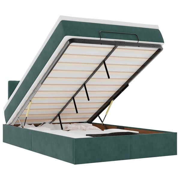 vidaXL Οθωμανικό κρεβάτι με στρώμα σκούρο πράσινο 120x190 cm Velvet