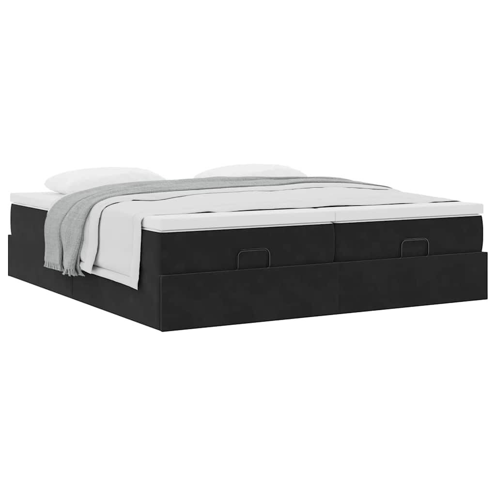 vidaXL Οθωμανικό κρεβάτι με στρώματα Μαύρο 200x200cm Velvet