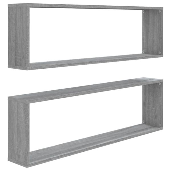 vidaXL Ραφιέρες Τοίχου Κύβος 2 τεμ Γκρι Sonoma 100x15x30εκ. Επεξ. Ξύλο