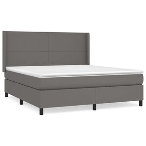 vidaXL Κρεβάτι Boxspring με Στρώμα Γκρι 160x200εκ. από Συνθετικό Δέρμα