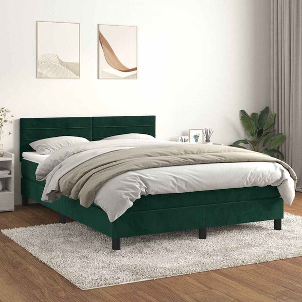 vidaXL &Kappa;&rho;&epsilon;&beta;ά&tau;&iota; Boxspring &mu;&epsilon; &Sigma;&tau;&rho;ώ&mu;&alpha; &Sigma;&kappa;&omicron;ύ&rho;&omicron; &Pi;&rho;ά&sigma;&iota;&nu;&omicron; 140x190&epsilon;&kappa;. &Beta;&epsilon;&lambda;&omicron;ύ&delta;&iota;&nu;&omicron;