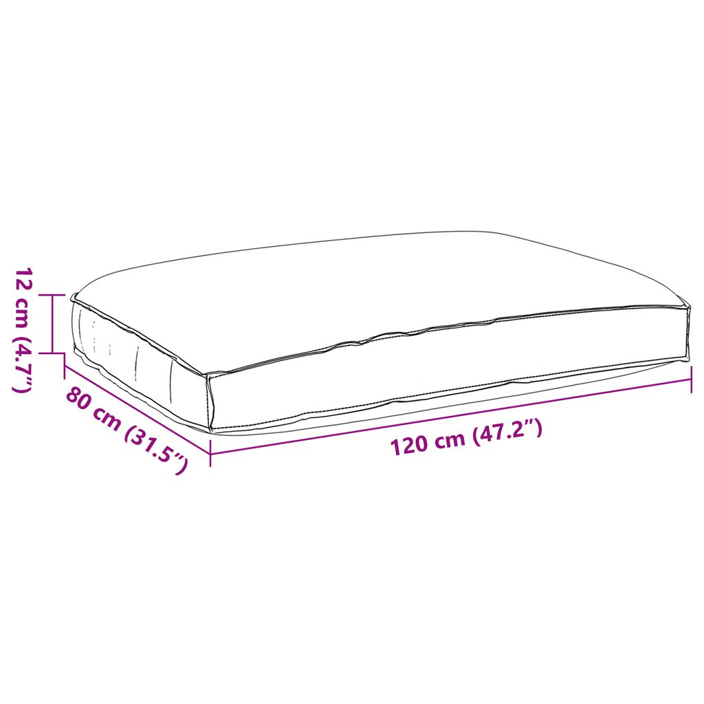 vidaXL Μαξιλάρι παλέτας για κάθισμα Ανθρακί 120 x 80 x 12 cm