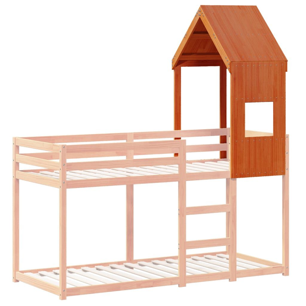 vidaXL Οροφή Κρεβατιού Παιδική Καφέ 55x99x139,5 εκ Μασίφ Ξύλο Πεύκου