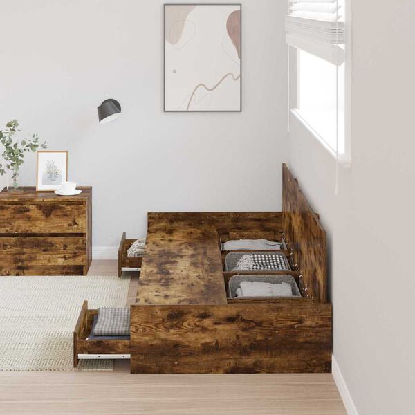 vidaXL Κρεβάτι με αποθηκευτικό χώρο με κεφαλάρι Παλιό Ξύλο 80 x 200 cm