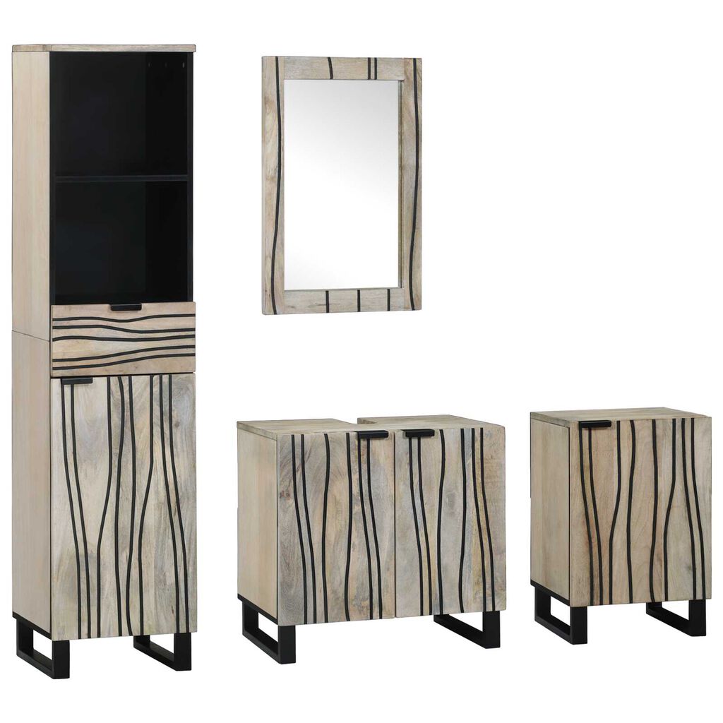vidaXL Σετ Επίπλων Μπάνιου με συρτάρι με ράφι 4 pcs Καρυδί 38 x 33 x 160 εκ.