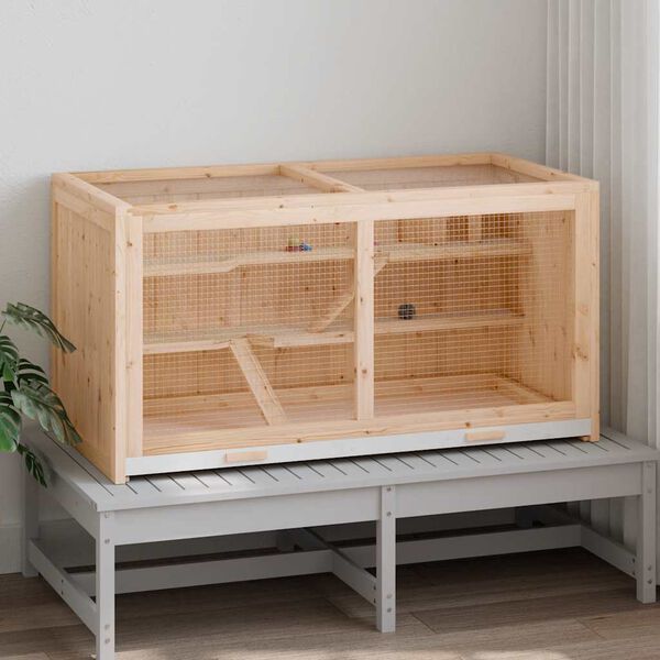 vidaXL Κλουβί για Χάμστερ 89,5x45x45 εκ. από Μασίφ Ξύλο Έλατου