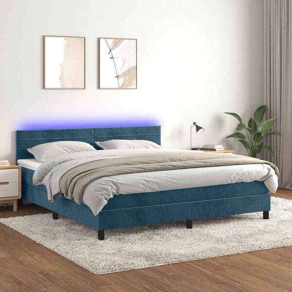 vidaXL &Kappa;&rho;&epsilon;&beta;ά&tau;&iota; Boxspring &mu;&epsilon; &Sigma;&tau;&rho;ώ&mu;&alpha; & LED &Sigma;&kappa;. &Mu;&pi;&lambda;&epsilon; 180x200&epsilon;&kappa;. &Beta;&epsilon;&lambda;&omicron;ύ&delta;&iota;&nu;&omicron;