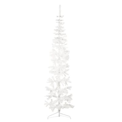 vidaXL Χριστουγεν. Δέντρο Slim Τεχνητό Μισό με Βάση Λευκό 240 εκ.