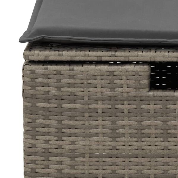 vidaXL Υποπόδιο Κήπου Γκρι 55x55x37 εκ. Συνθετικό Ρατάν με Μαξιλάρι