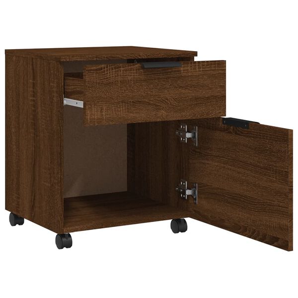 vidaXL Αρχειοθήκη Φορητή Καφέ Δρυς 45x38x54 εκ. Επεξ. Ξύλο με Ρόδες