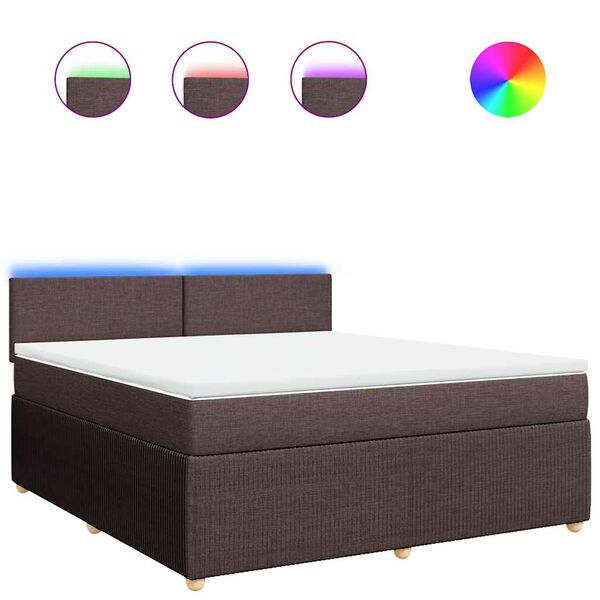 vidaXL Κρεβάτι Boxspring με Στρώμα Σκούρο Καφέ 180x200 εκ Υφασμάτινο