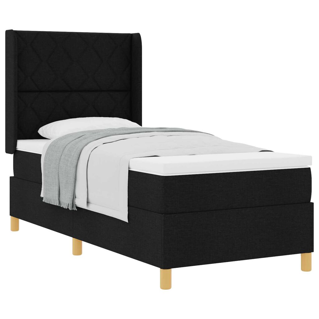 vidaXL Κρεβάτι με ελατήριο με στρώμα Μαύρο 100 x 200 cm ύφασμα
