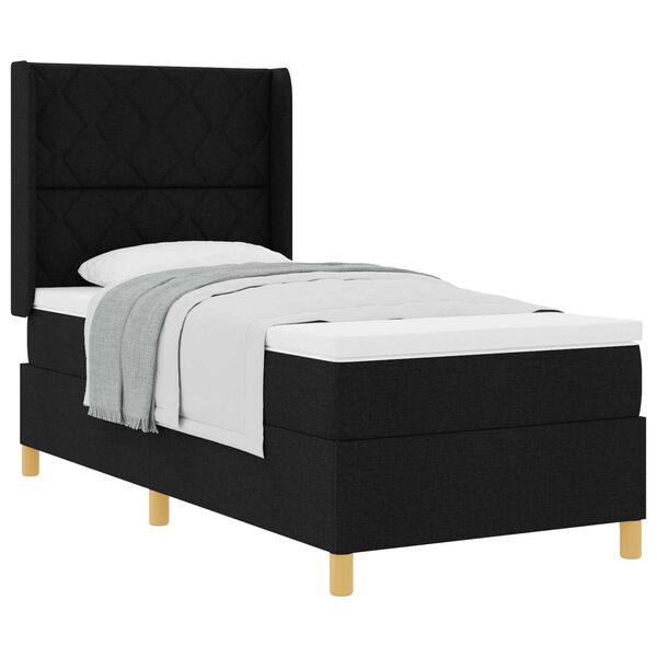 vidaXL Κρεβάτι με ελατήριο με στρώμα Μαύρο 100 x 200 cm ύφασμα