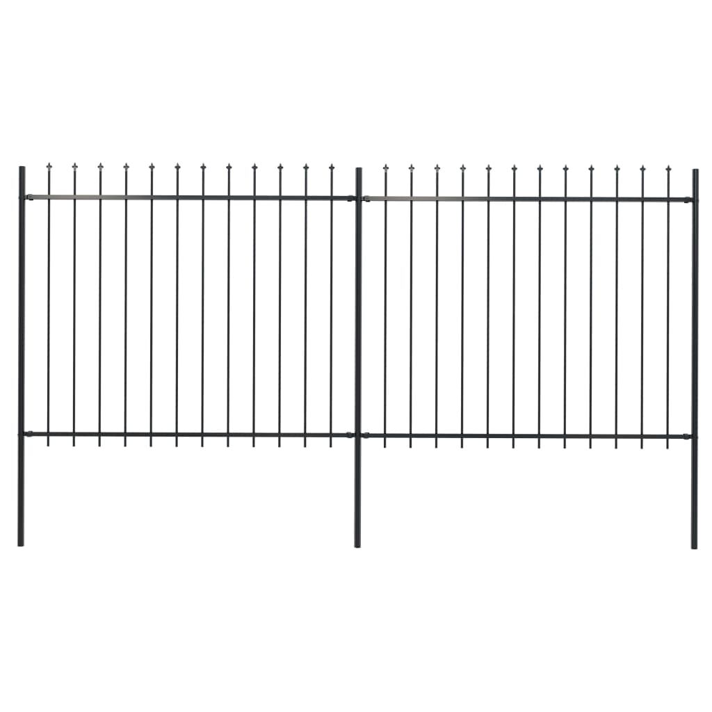 vidaXL Κάγκελα Περίφραξης με Λόγχες Μαύρα 3,4 x 1,5 μ. από Χάλυβα