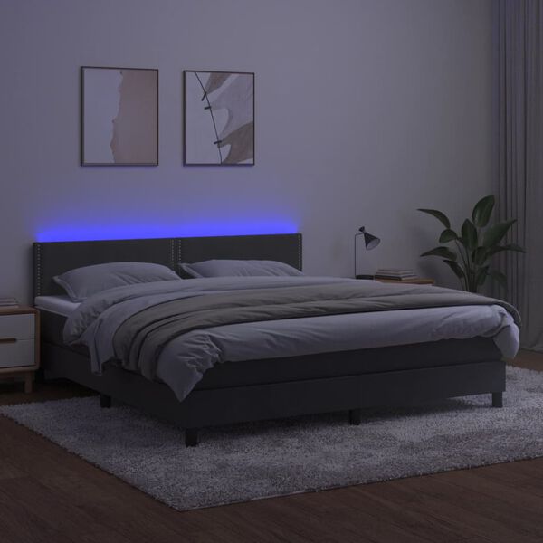 vidaXL &Kappa;&rho;&epsilon;&beta;ά&tau;&iota; Boxspring &mu;&epsilon; &Sigma;&tau;&rho;ώ&mu;&alpha; & LED &Sigma;&kappa;. &Gamma;&kappa;&rho;&iota; 160x200&epsilon;&kappa;. &Beta;&epsilon;&lambda;&omicron;ύ&delta;&iota;&nu;&omicron;