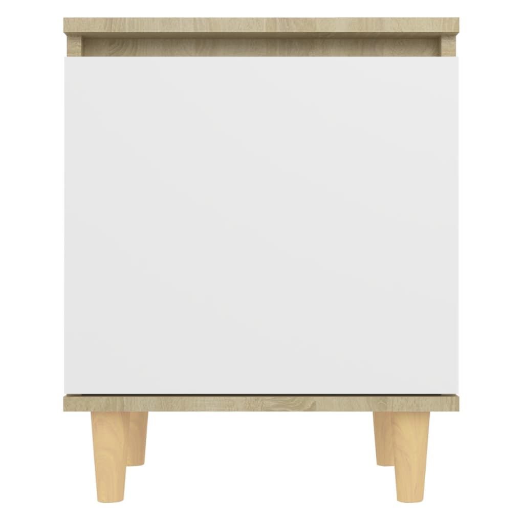 vidaXL Κομοδίνο Sonoma Δρυς/Λευκό 40 x 30 x 50 εκ. Μασίφ Ξύλινα Πόδια