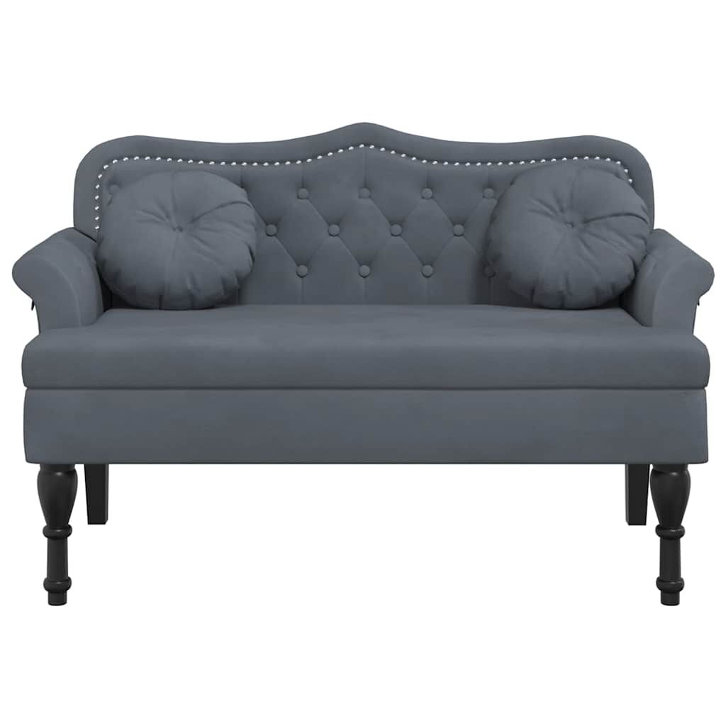 vidaXL Παγκάκι Σκούρο Γκρι 120,5 x 65 x 75 εκ. Βελούδινο με Μαξιλάρια