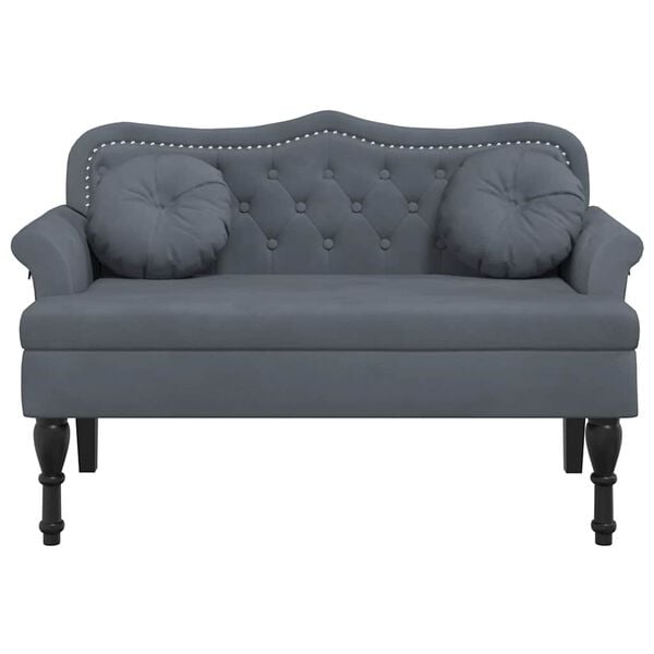 vidaXL Παγκάκι Σκούρο Γκρι 120,5 x 65 x 75 εκ. Βελούδινο με Μαξιλάρια