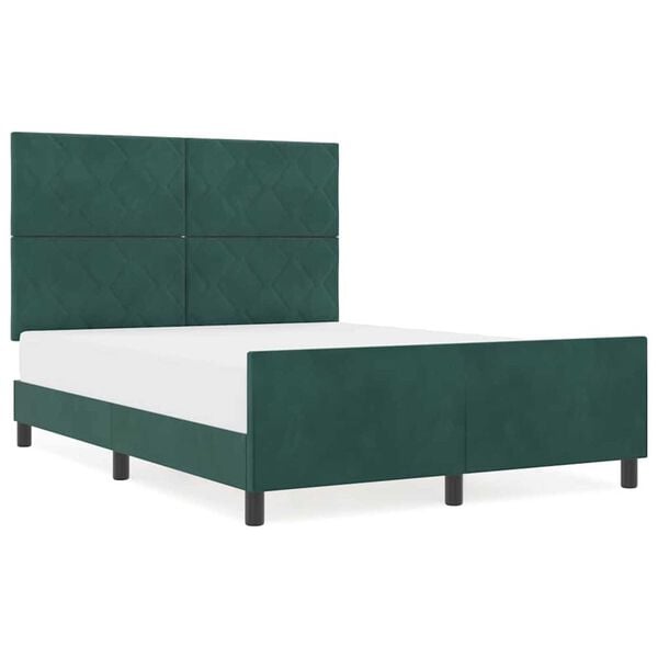 vidaXL Σκελετός Κρεβατιού Σκούρο πράσινο 140 x 190 cm Βελούδο