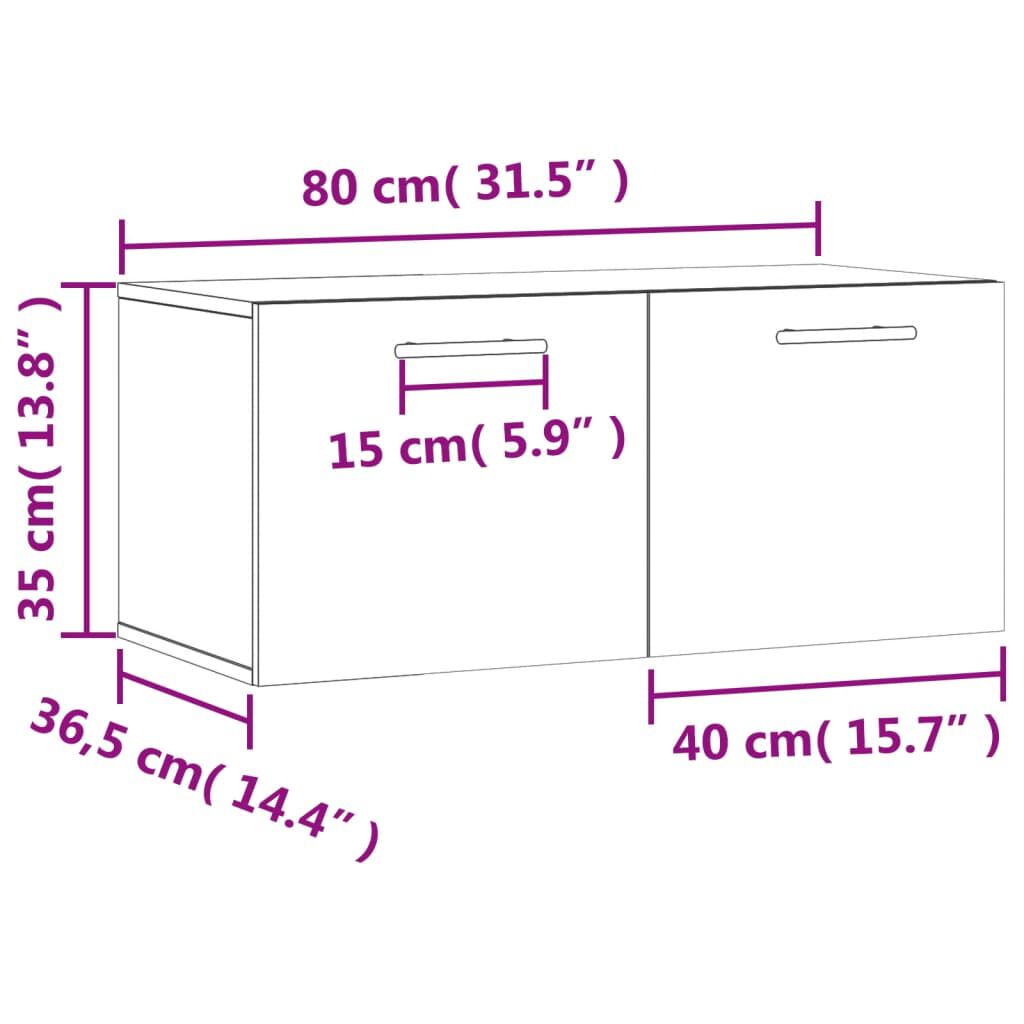 vidaXL Ντουλάπι Τοίχου Γκρι Σκυρ. 80x36,5x35 εκ. Επεξεργασμένο Ξύλο