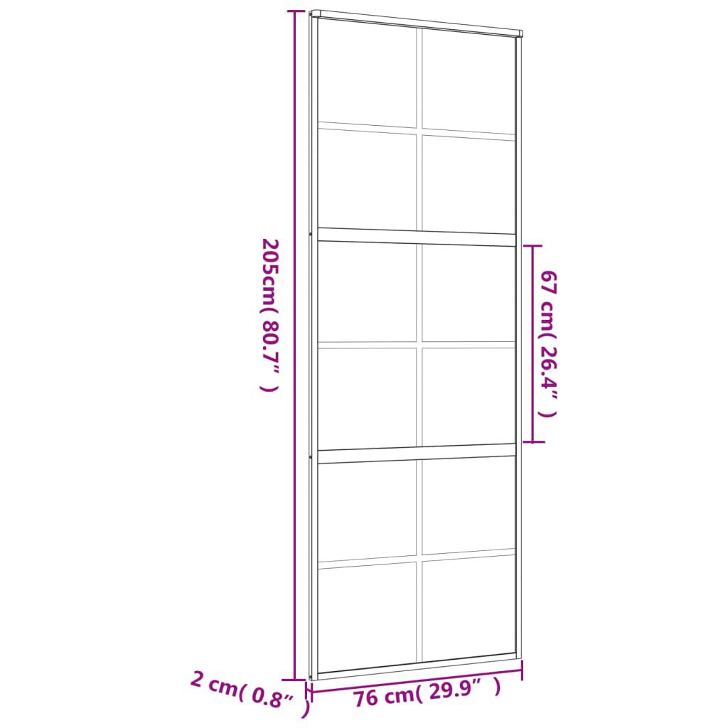 vidaXL Συρόμενη Πόρτα Χρυσή 76 x 205 εκ. από Γυαλί ESG και Αλουμίνιο
