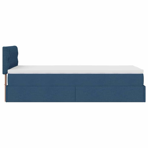vidaXL Οθωμανικό κρεβάτι με στρώμα & LEDs Μπλε 90x200 cm Ύφασμα