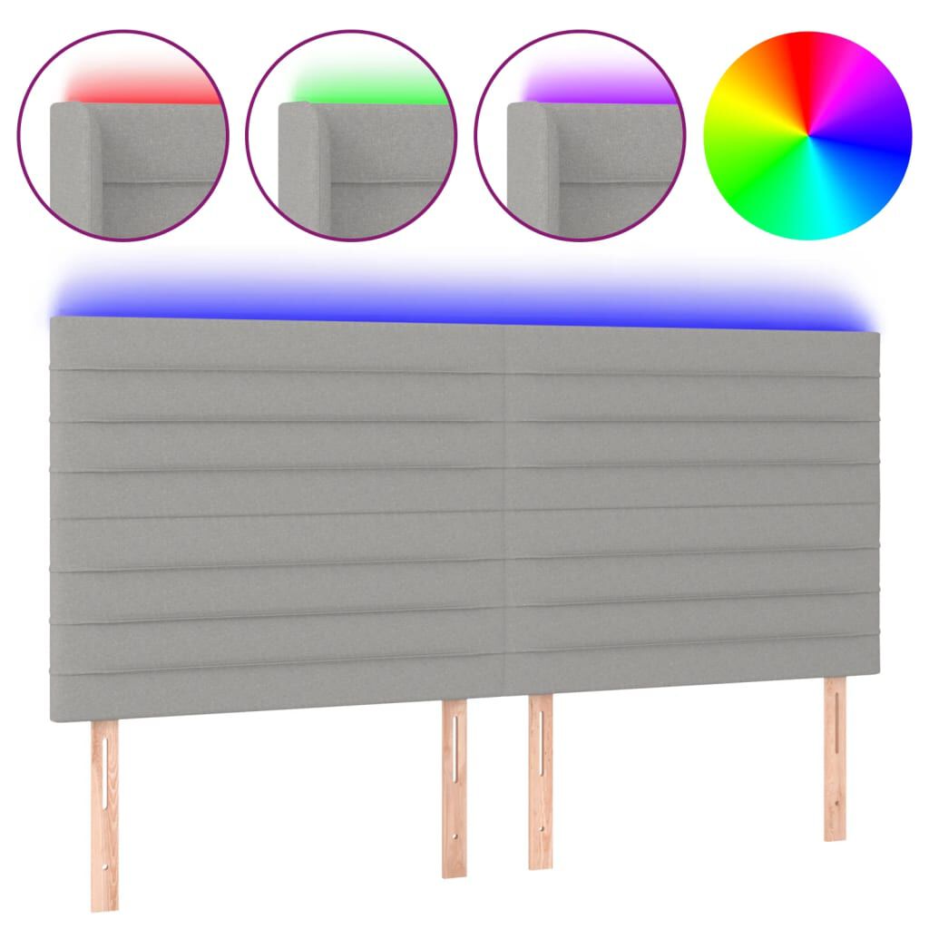 vidaXL Κεφαλάρι Κρεβατιού LED Ανοιχτό Γκρι 180x5x118/128εκ. Υφασμάτινο
