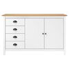 vidaXL Μπουφές Hill Λευκός 130x40x80 εκ. από Μασίφ Ξύλο Πεύκου