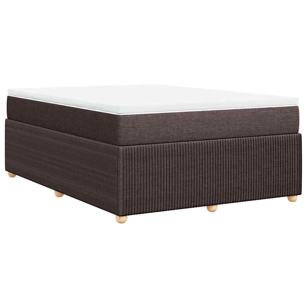 vidaXL Κρεβάτι Boxspring με Στρώμα Σκούρο Καφέ 140x200 εκ Υφασμάτινο