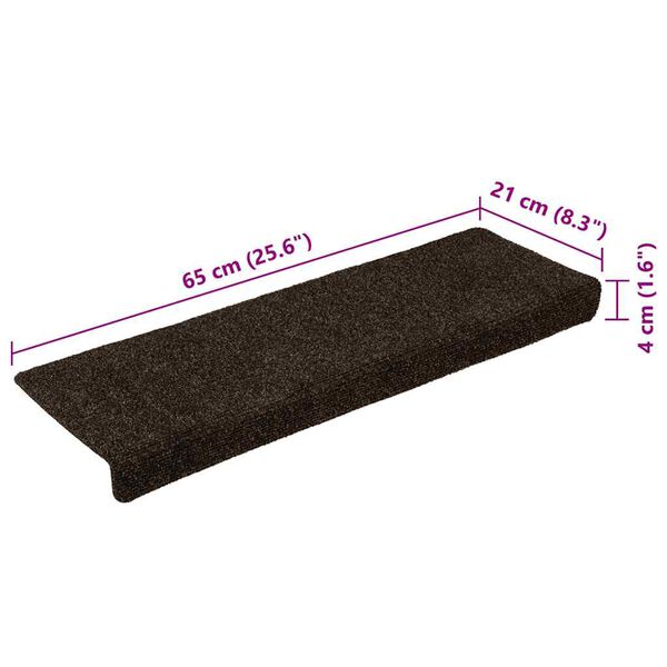 vidaXL Αυτοκόλλητα Πατάκια Σκαλιών 30 τεμ. 65x21x4 εκ. Σκούρο Καφέ Ορθογώνιο Άκρο