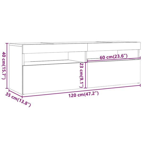 vidaXL Έπιπλο Τηλεόρασης με LED Καφέ Λευκό 120x30x50 εκ.