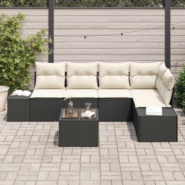 vidaXL Σετ Καναπέ Κήπου 6 pcs Μαύρο Πολυ ράταν