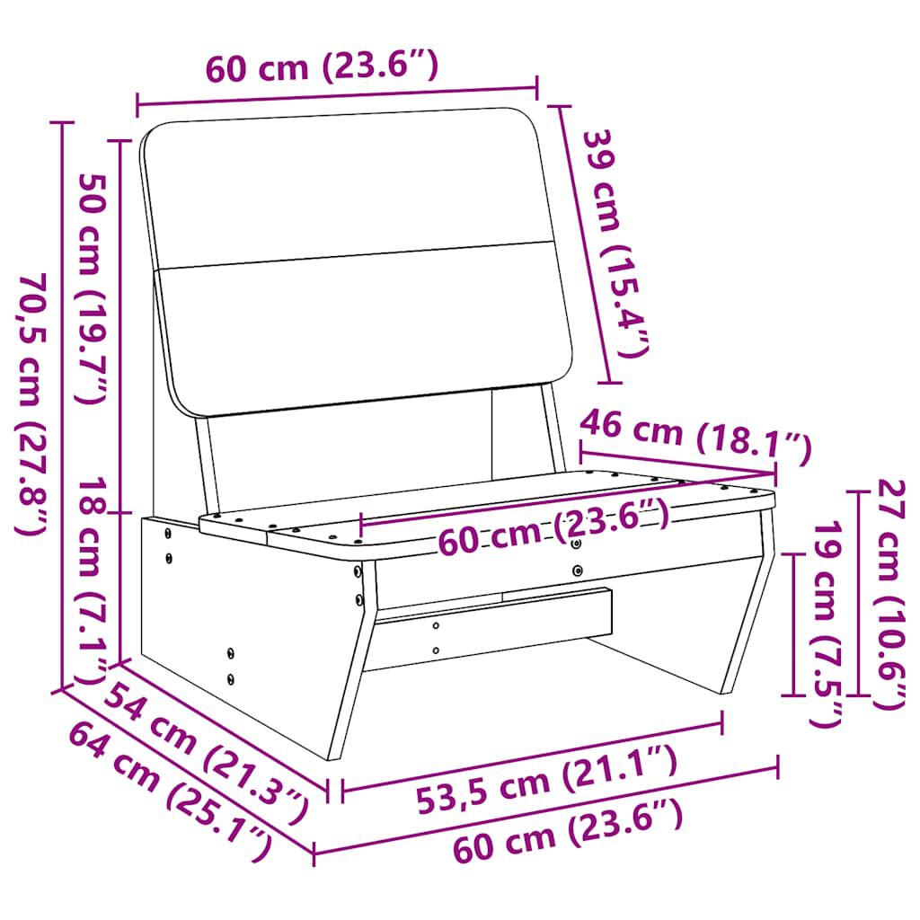 Καρέκλα κήπου vidaXL Λευκό 60x64x70,5 cm Στερεό ξύλο πεύκου
