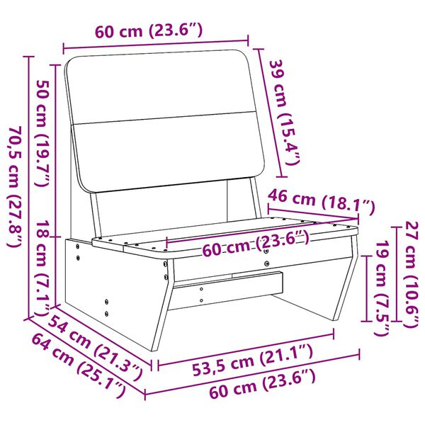 Καρέκλα κήπου vidaXL Λευκό 60x64x70,5 cm Στερεό ξύλο πεύκου