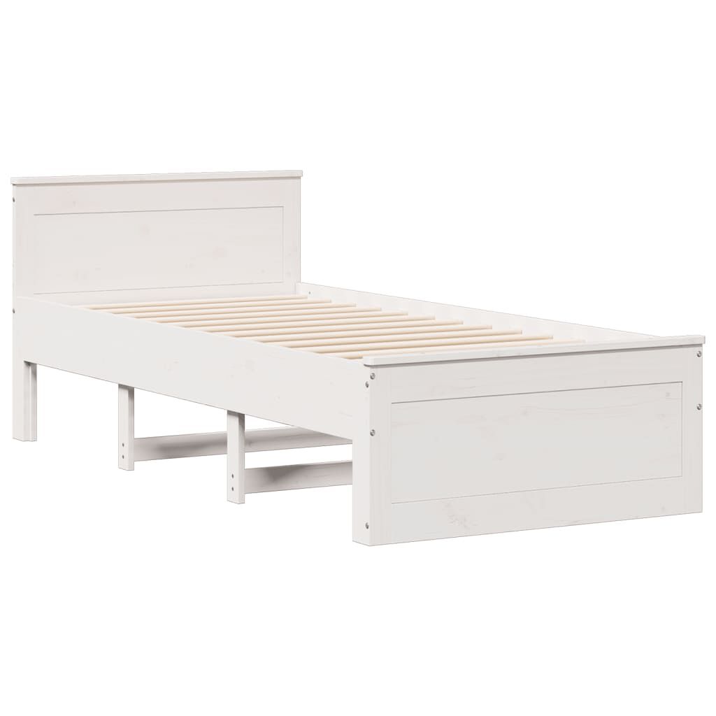 vidaXL Κρεβάτι Βιβλιοθήκη Χωρίς Στρώμα Λευκό 75x190 εκ Μασίφ Πεύκο