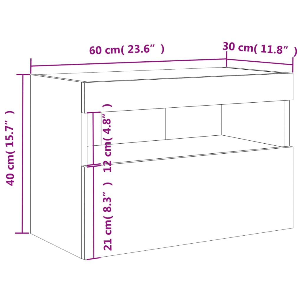 vidaXL Έπιπλο Τοίχου Τηλεόρασης με LED Γκρι Sonoma 60x30x40 εκ.